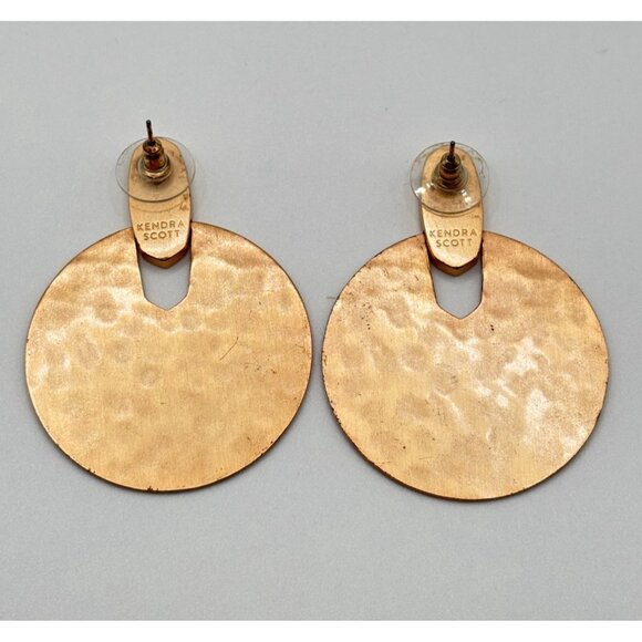 Kendra Scott Rose Gold-Toned Hammered Disc Drop Earrings - Picture 2 of 6